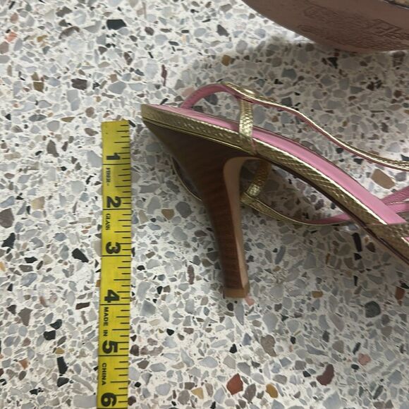 Lilly Pulitzer gold strappy sandal heels 9 - Picture 3 of 7